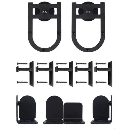 Horseshoe Hardware Set with Short Brackets - Matte Black