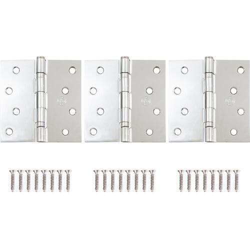 Stone Harbor Hardware T4000BB-26 Stone Harbor Hardware 4" Ball-Bearing Door Hinges, Square Corner, Polished Chrome, 3-Pack