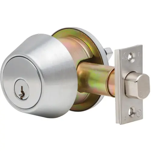 Grade 2 Deadbolt Single Cylinder, Schlage C Keyway, Keyed Different, Adjustable 2-3/8" to 2-3/4" Backset, 626/US26D Satin Chrome