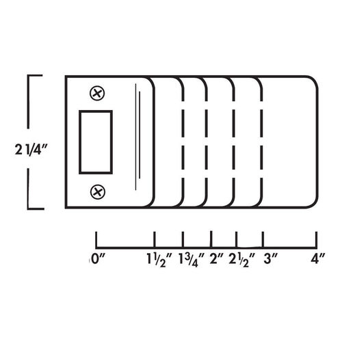 1-3/4" Extended Lip Round Corner Full Lip 2-1/4" Strike Black Finish