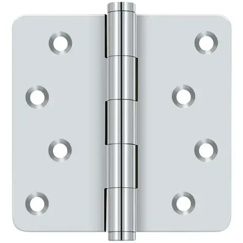 DSB4R426-RZ 4.0" x 1/4R Solid Brass Hinge Pair Polished Chrome