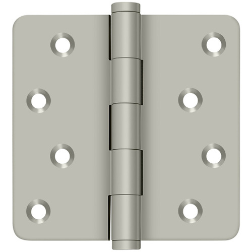 DSB4R415-RZ 4.0" x 1/4R Solid Brass Hinge Pair Satin Nickel