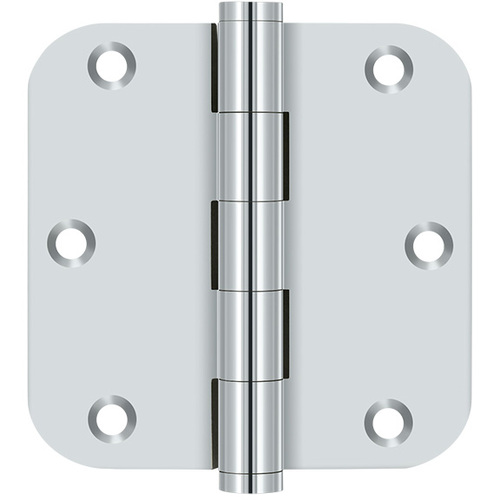 DSB35R526-R 3.5" x 5/8R Solid Brass Hinge Pair Polished Chrome