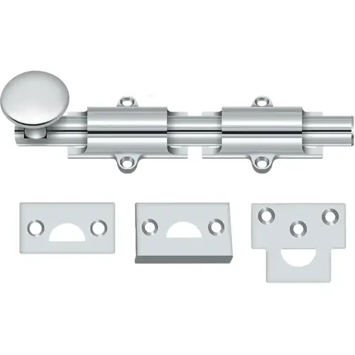 6SB26 6" Surface Bolt - Polished Chrome