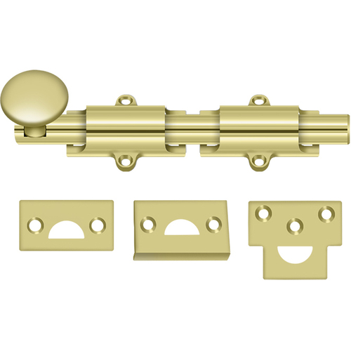 6SB3 6" Surface Bolt - Polished Brass