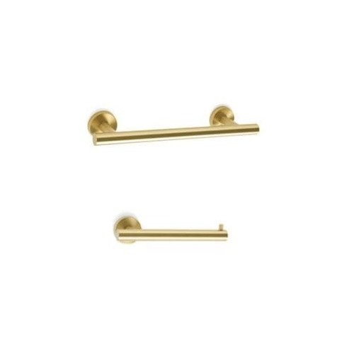 Amerock ARRONDIBBZ13 Arrondi Collection Bathroom Hardware Set with 7-1/4 Inch Tissue Roll Holder and 9 Inch Towel Bar Golden Champagne