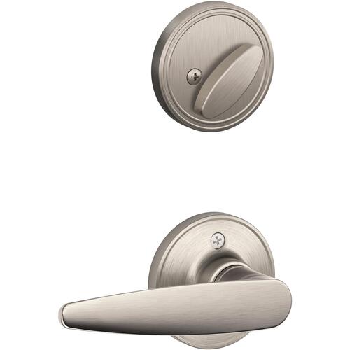 Interior Active Handleset Trim Dover Satin Nickel Finish with Adjustable Latch and Radius Strikes