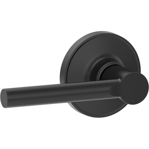 Broadway Lever Passage Lock with Adjustable Latch and Radius Strike Matte Black Finish