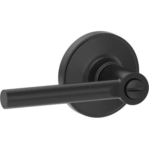 Broadway Lever Privacy Lock with Adjustable Latch and Radius Strike Matte Black Finish