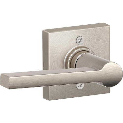 Half Dummy Lock Solstice Lever with Collins Rose Satin Nickel Finish