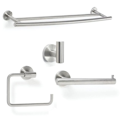 Amerock ARRONDISS9 Bathroom Kit with BH26540SS Tissue Roll Holder BH26541SS Towel Ring BH26545SS Double Towel BH26542SS Robe Hook Stainless Steel Finish