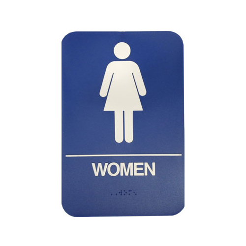 DON-JO ADA COMPLIANT SIGN, WOMEN'S ROOM BLUE