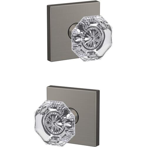 Alexandria Knob with Collins Rose Non Turning Dummy Lock Satin Nickel Finish