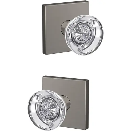 Hobson Knob with Collins Rose Non Turning Dummy Lock Satin Nickel Finish