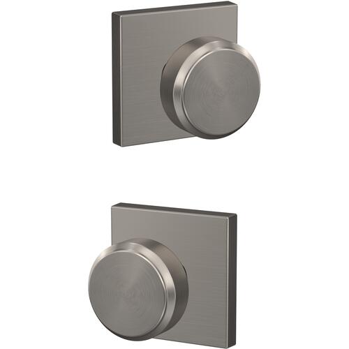 Bowery Knob with Collins Rose Non Turning Dummy Lock Satin Nickel Finish