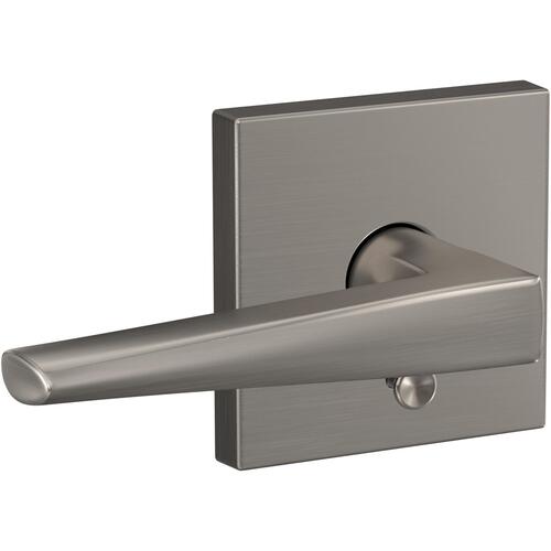 Eller Lever with Collins Rose Passage and Privacy Lock with 16600 Latch and 10027 Strike Satin Nickel Finish