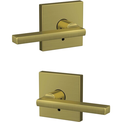 Latitude Lever with Collins Rose Non Turning Dummy Lock Satin Brass Finish