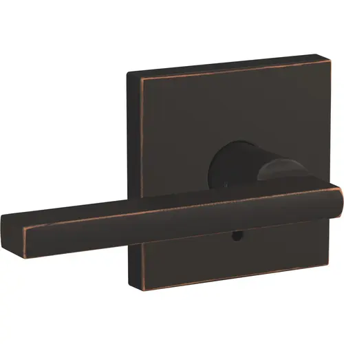 Latitude Lever with Collins Rose Passage and Privacy Lock with 16600 Latch and 10027 Strike Aged Bronze Finish