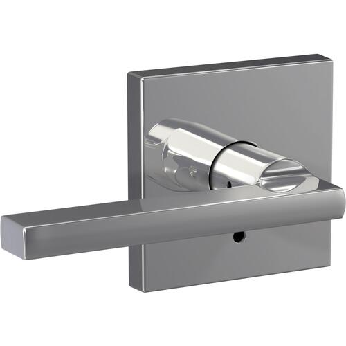 Latitude Lever with Collins Rose Passage and Privacy Lock with 16600 Latch and 10027 Strike Bright Chrome Finish