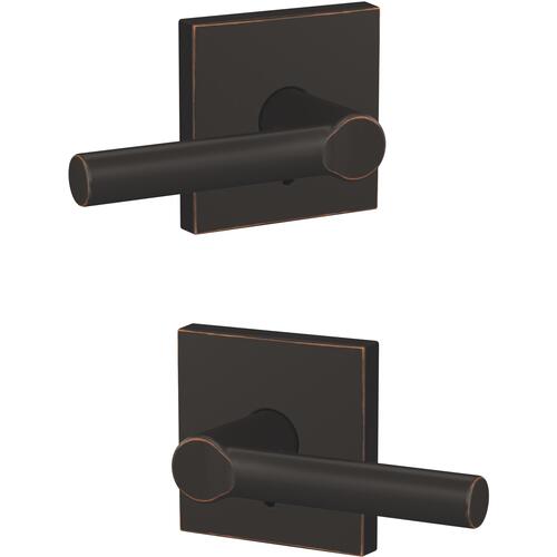 Broadway Lever with Collins Rose Non Turning Dummy Lock Aged Bronze Finish