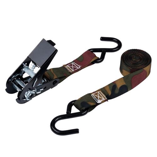 03508-V-6 8' x 1" Ratchet Tie-Down Camouflage - pack of 4 - Camo