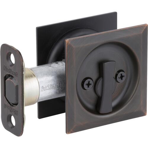 Kwikset 335SQT-11P 335x11P Square Pocket Door Lock Privacy - Venetian Bronze