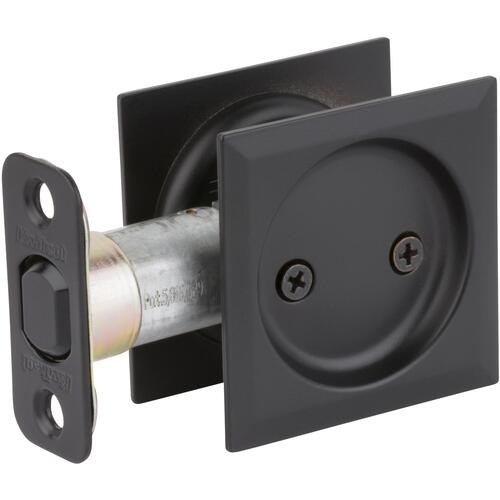 Kwikset 334SQT-514 334x514 Square Pocket Door Lock Passage - Matte Black