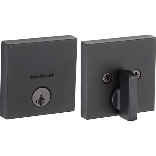 Kwikset 92580-022 258 SQT 514 SMT CP K4 Downtown 1-Cyl Deadbolt - Matte Black