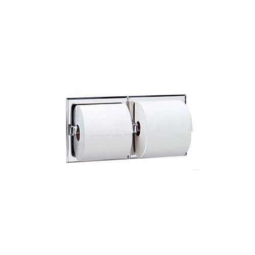 Double Roll Recessed Toilet Tissue Dispenser Satin Stainless Steel Finish