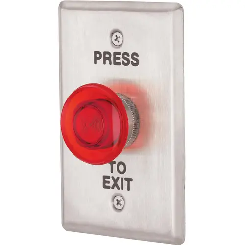 Locknetics IPB-300 LED Illuminated Mushroom Style Round Button; 2 Lenses; SPDT Switch Satin Stainless Steel Finish