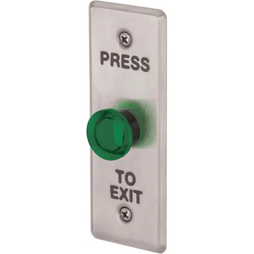 LED Illuminated Mushroom Style Round Button; 2 Lenses; SPDT Switch; Narrow Plate Satin Stainless Steel Finish
