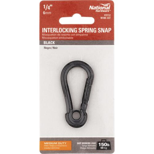 Interlocking Spring Snap, Steel, Black, 1/4 In.