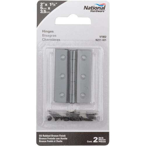 V1802 2" x 1-3/8" Hinge - pack of 2 - Oil-Rubbed Bronze