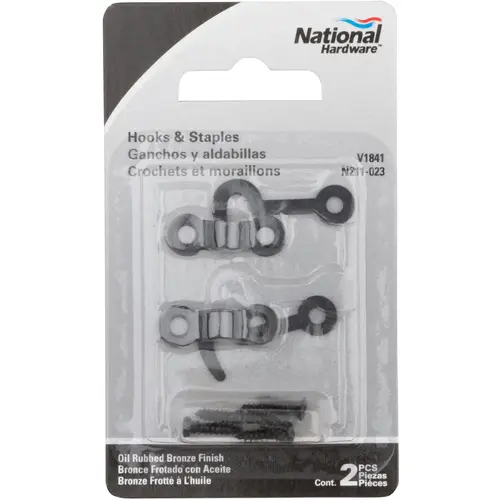 National Hardware N211-023 V1841 Hooks and Staples Pair Oil-Rubbed Bronze