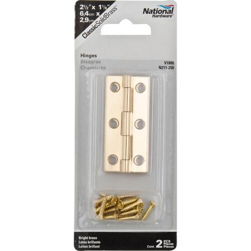 V1800 2-1/2" x 1-1/8" Hinge Solid Brass Finish