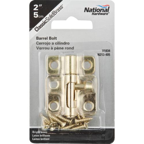 V1834 2" Barrel Bolt Solid Brass Finish - pack of 5