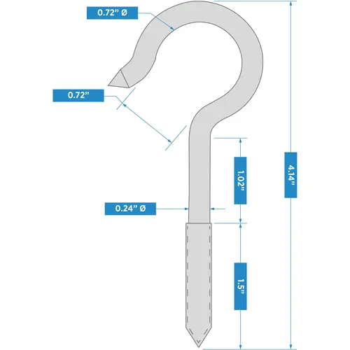 2040BC 3" Ceiling Hook Zinc Plated Finish