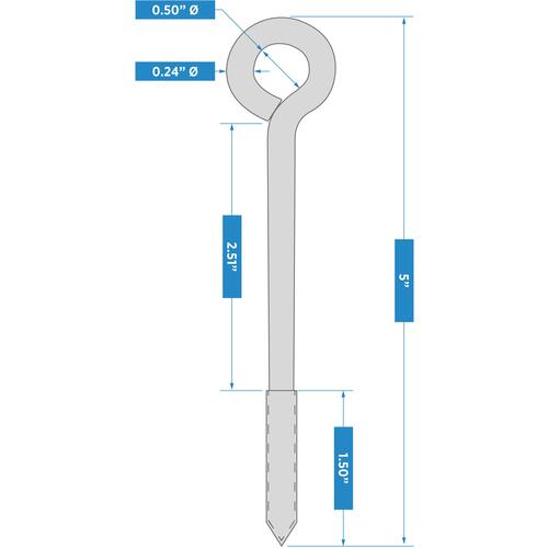 2151BC 1/4" x 5" Lag Screw Eye Stainless Steel Finish - pack of 10