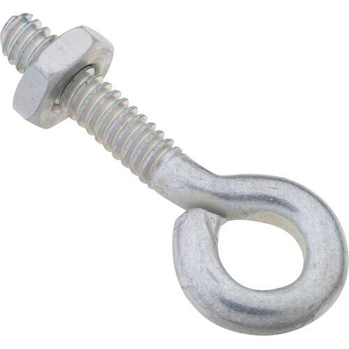 Eye Bolt, #10-24 Thread, 3/4 in L Thread, 0.28 in ID Dia Eye, 0.91 in L Shank, Steel, Zinc - pack of 20