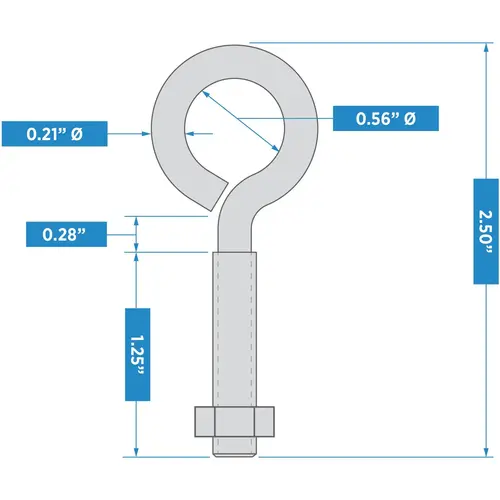 Bolt - Eye (Turn Wire) 1/4"-20 (UNC) x 2-1/2" with Hex Nut - Zinc