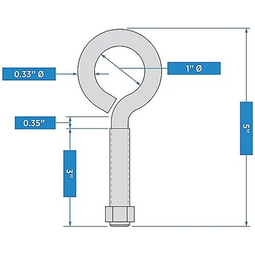 2161BC 3/8" x 5" Eye Bolt Stainless Steel Finish