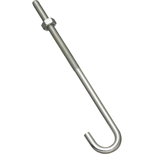 2195BC Series J-Bolt, 1/4 in Thread, 3 in L Thread, 6 in L, 100 lb Working Load, Steel, Zinc - pack of 10