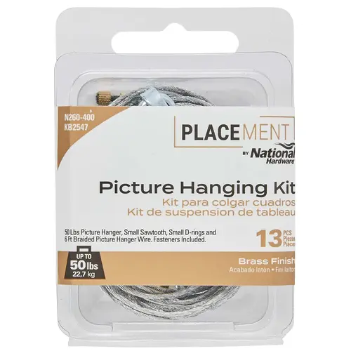 KB2547 Picture Hanging Kit with 50 lb. Weight Capacity - Brass