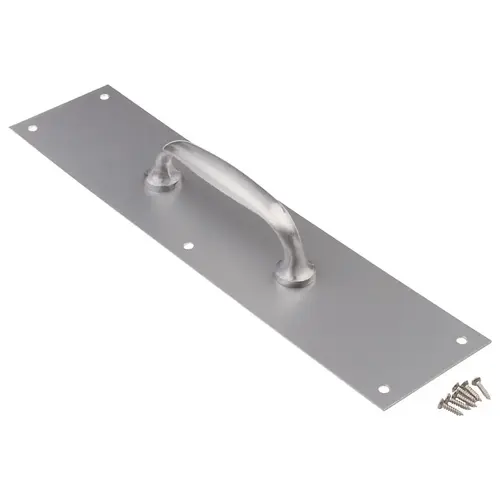 Door Pull Plate, Satin Aluminum, 3-1/2 x 15 In.