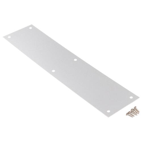 Door Push Plate, Satin Aluminum, 3-1/2 x 15 In.