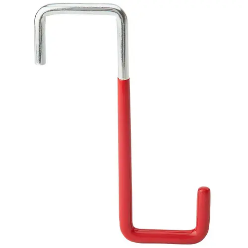 Rafter Hook, Red Vinyl Coated, 6 In.