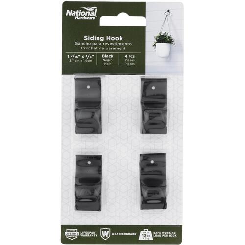 Hanging Siding Hooks, Black, 10-Lb. Load, 1-7/16 In - pack of 4