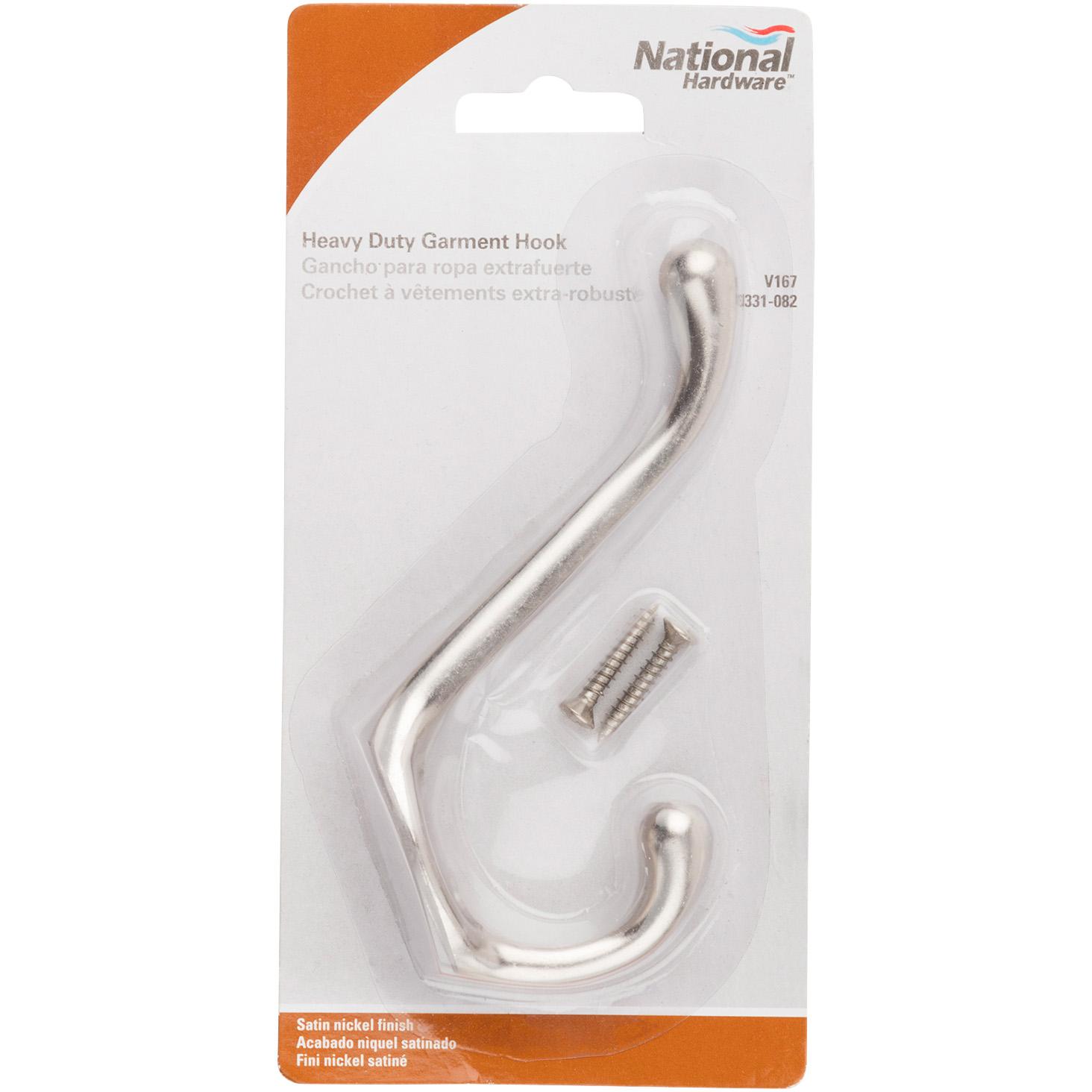 National Hardware N331-082 V167 Heavy Duty Garment Hook - Satin Nickel