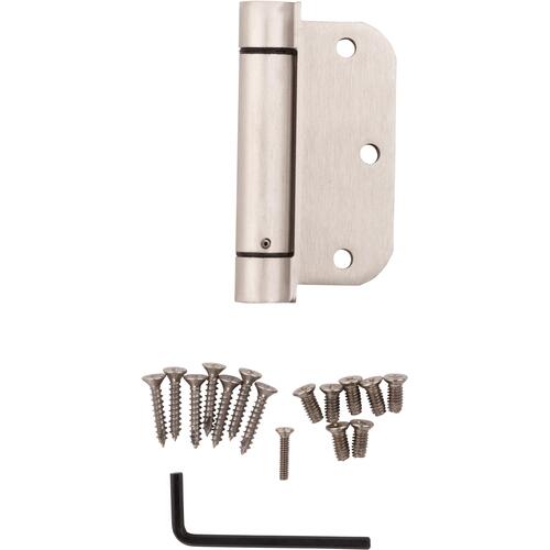 V522 3-1/2" x 3-1/2" 5/8" Radius Spring Hinge Satin Nickel Finish