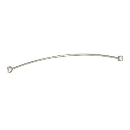 Decorative Permanent Mount 5' Curved Shower Rod with Square Flange Brushed Nickel Finish